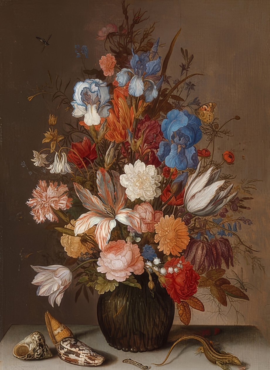 Stilleben med blomster. Rundt 1625-30 av Balthasar van der Ast