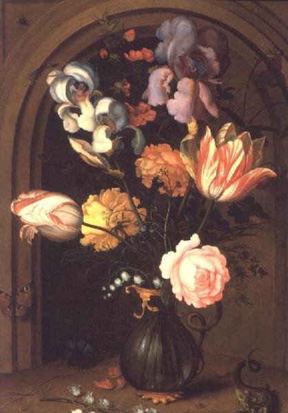 Stilleben av blomster i en vase av Balthasar van der Ast