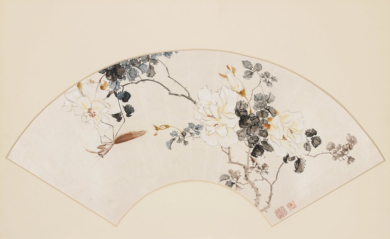 Rose og mantis, 1800-tallet 1801-1900 av Baoru Liu