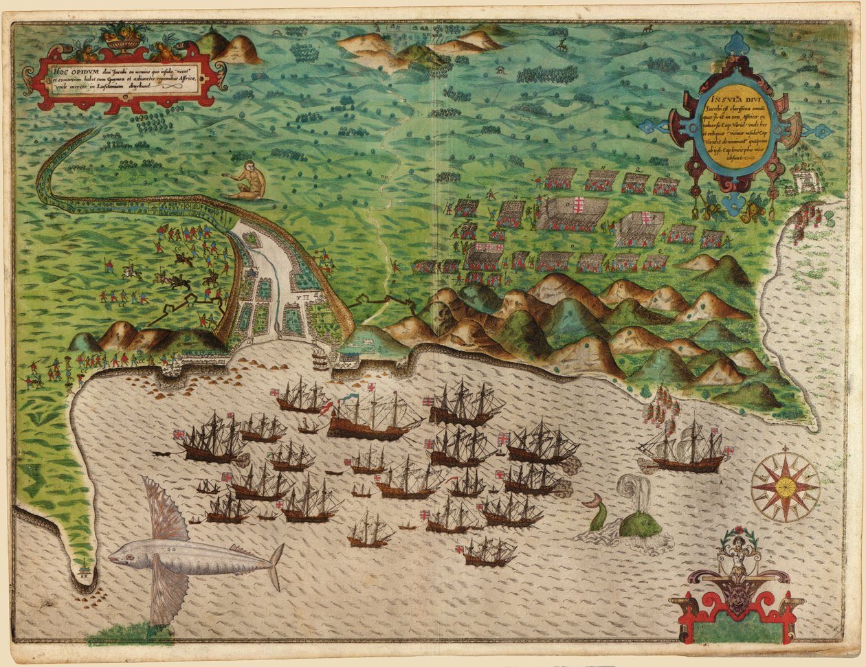 Erobringen av Santiago på Kapp Verde, 1585 av Baptista Boazio