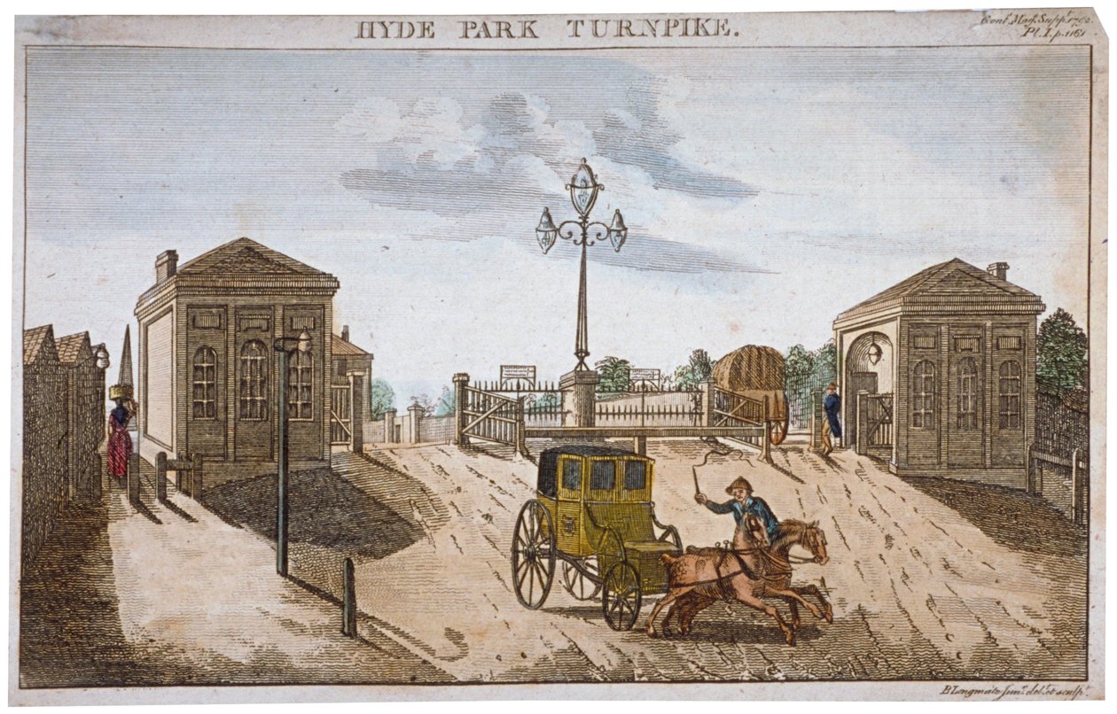Utsikt over Hyde Park Corner Turnpike, Westminster, London, 1792. av Barak Longmate Jr