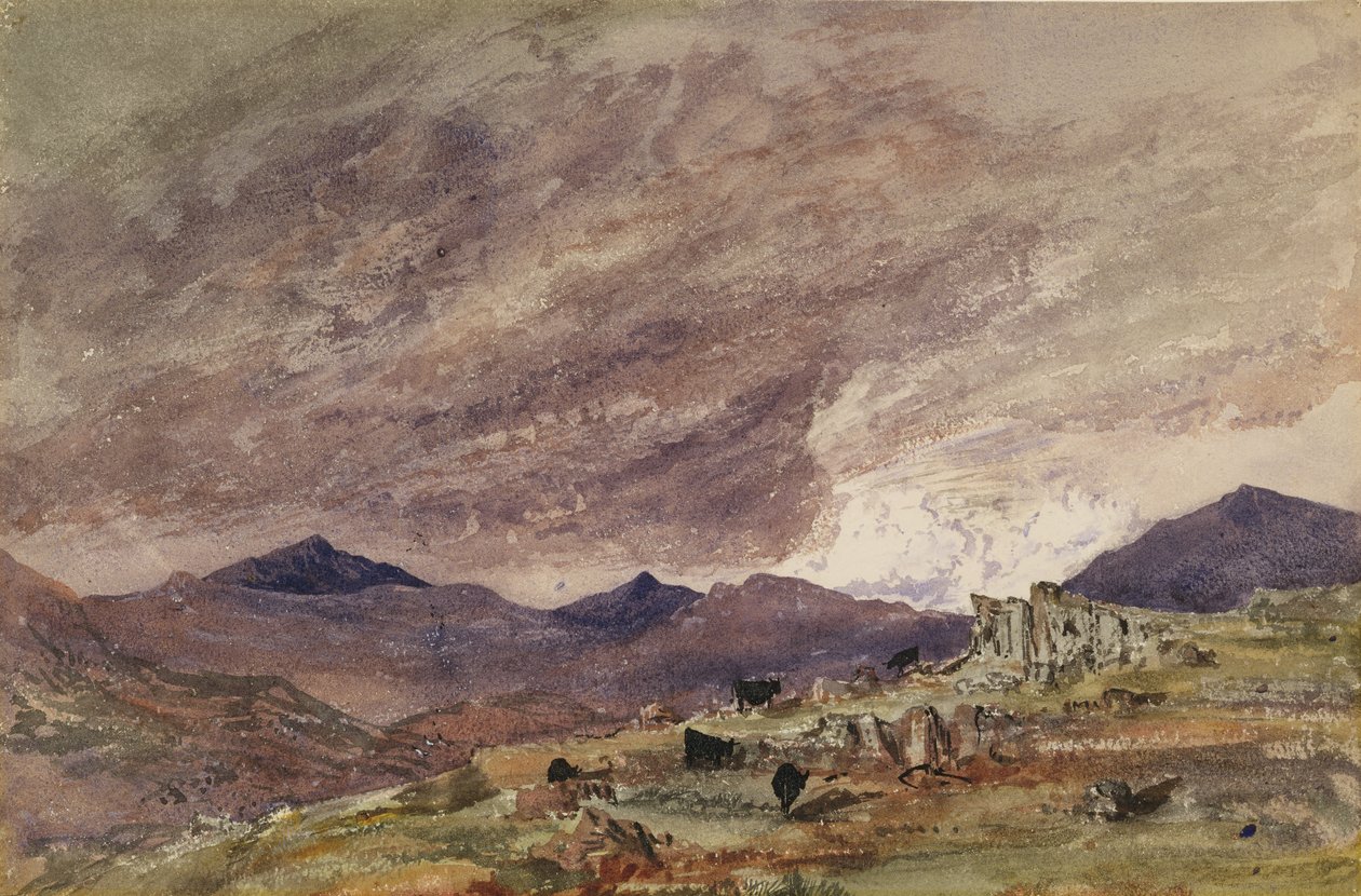 Fjelllandskap med stormfull himmel av Barbara Leigh Smith Bodichon
