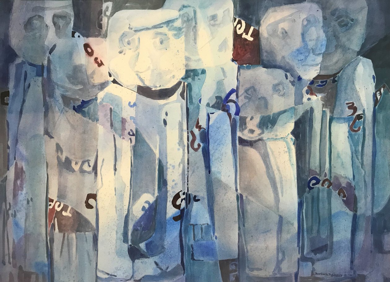 Ansikter, ca. 1980–90 (akvarell på papir) av Barbara Cleary