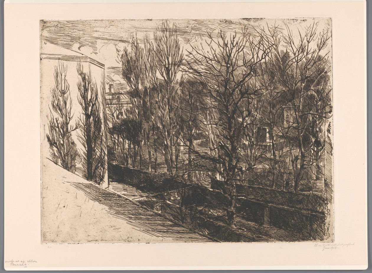Utsikt fra studioet mitt (originaltittel på objektet) Panorama (tittel på objekt) av Barbara Elisabeth van Houten (signed by artist)