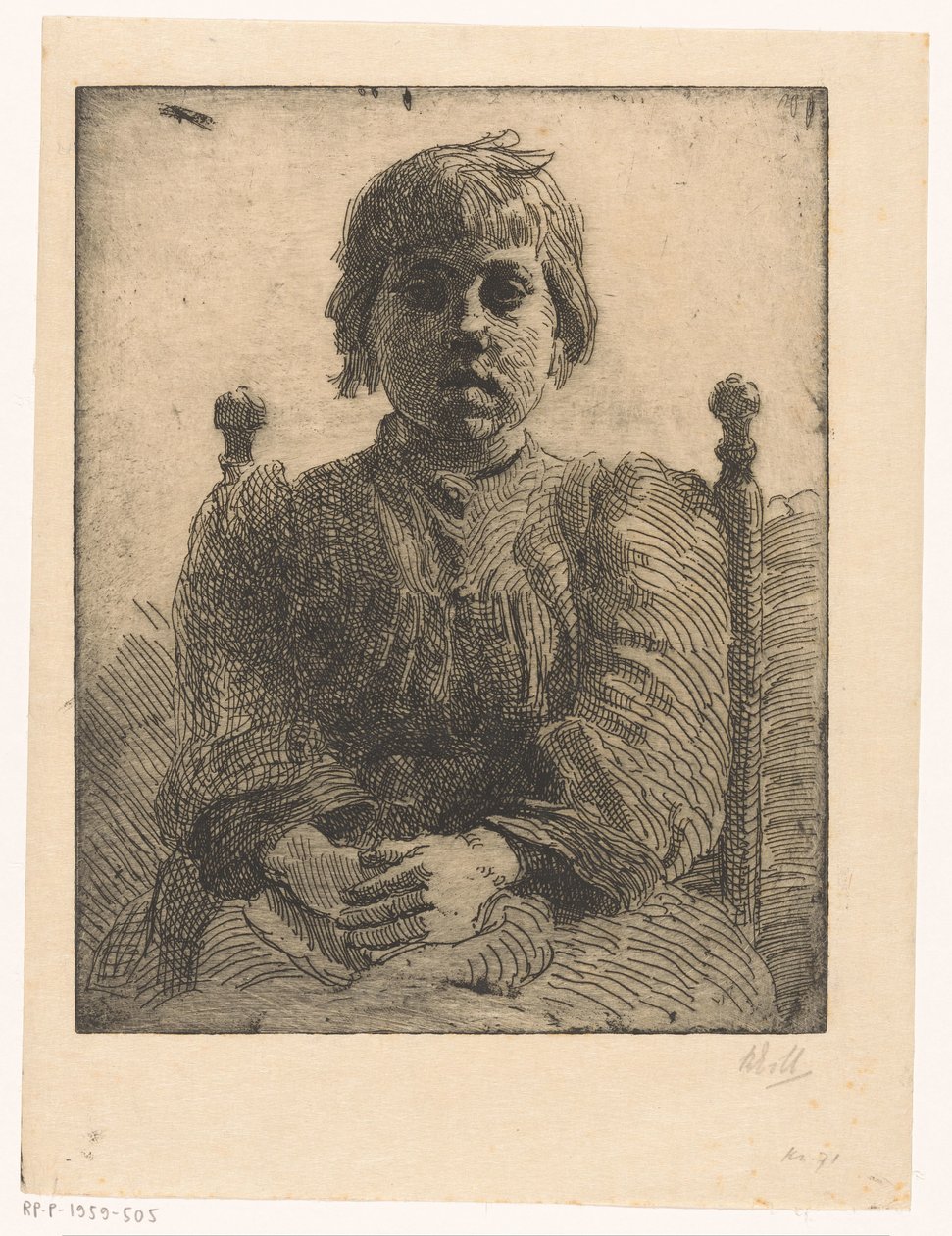 Portrett av en ukjent jente av Barbara Elisabeth van Houten (signed by artist)