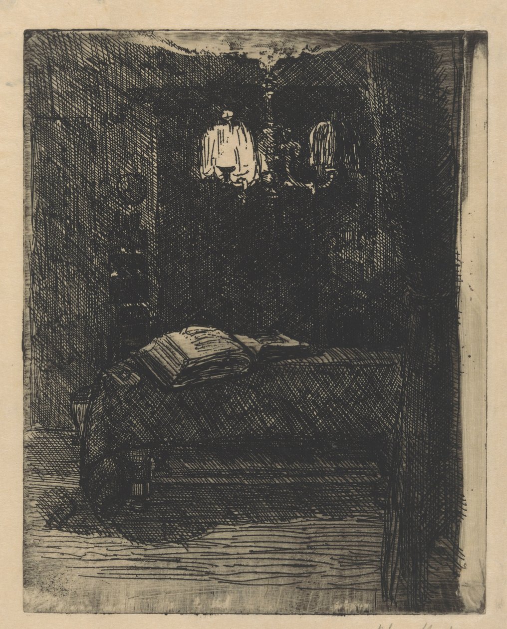 Bord med åpen bok av Barbara Elisabeth van Houten (signed by artist)
