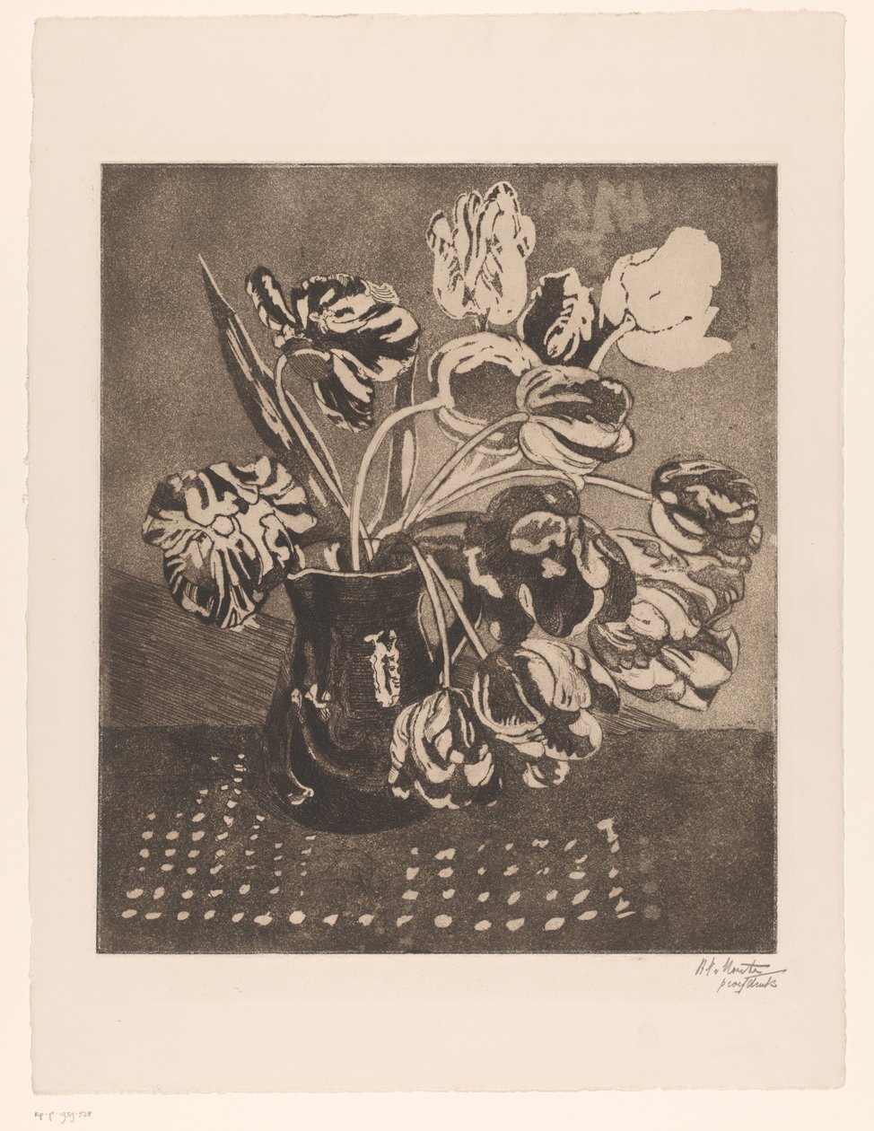 Tulipaner i en mugge av Barbara Elisabeth van Houten (signed by artist)