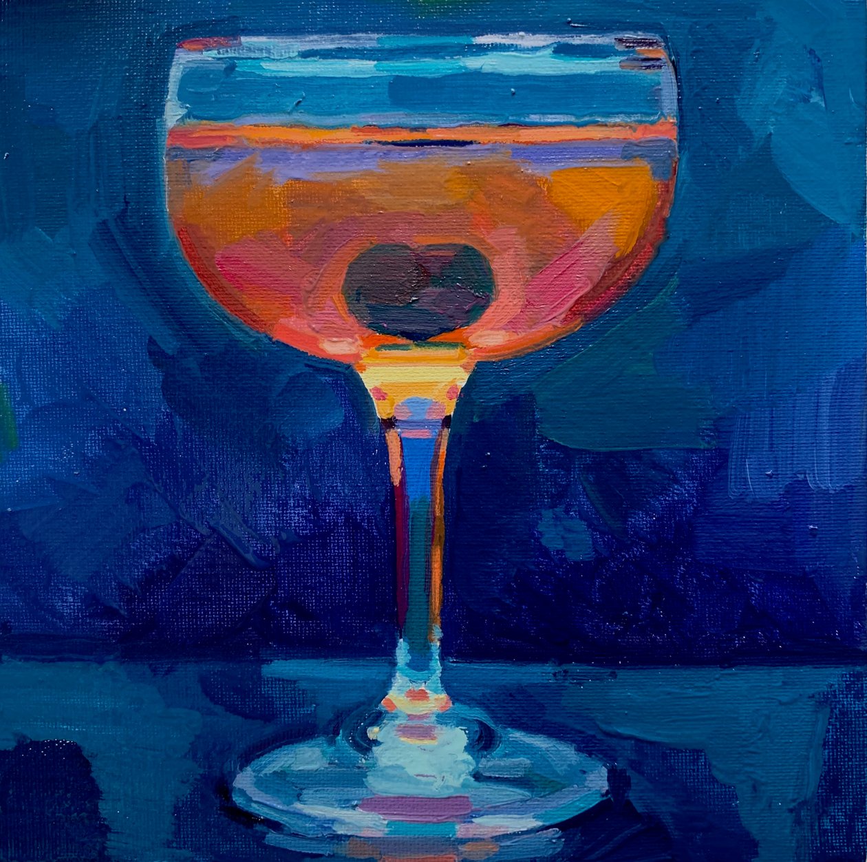 cocktail 6, 2019 (olje om bord) av Barbara Hoogeweegen