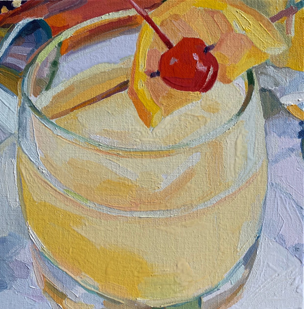 cocktail 7, 2019 (olje om bord) av Barbara Hoogeweegen