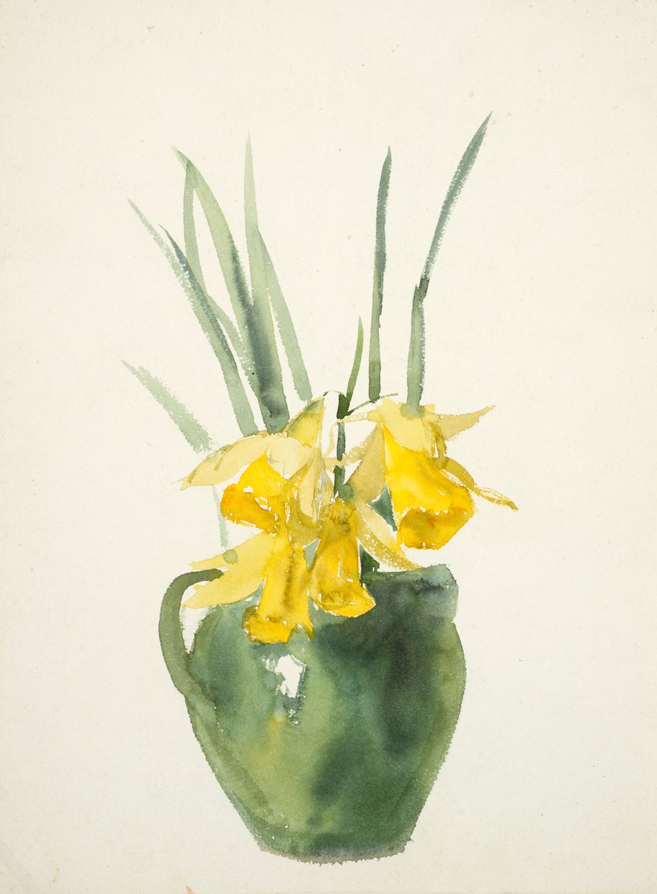 Buketter med gule blomster (akvarell på vevd papir) av Barbara Leigh Smith Bodichon