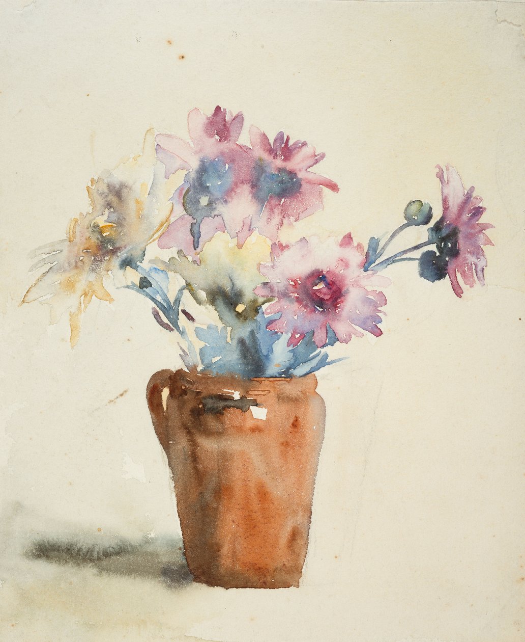 Rosa blomster i vase (akvarell på papir) av Barbara Leigh Smith Bodichon