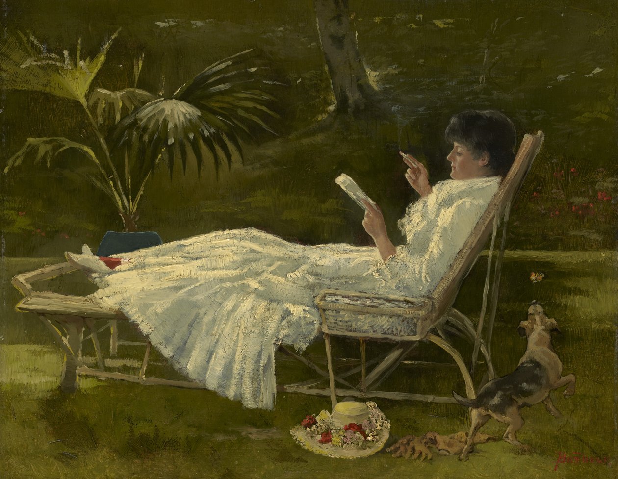 Kvinne som leser, ca. 1910 av Barbour