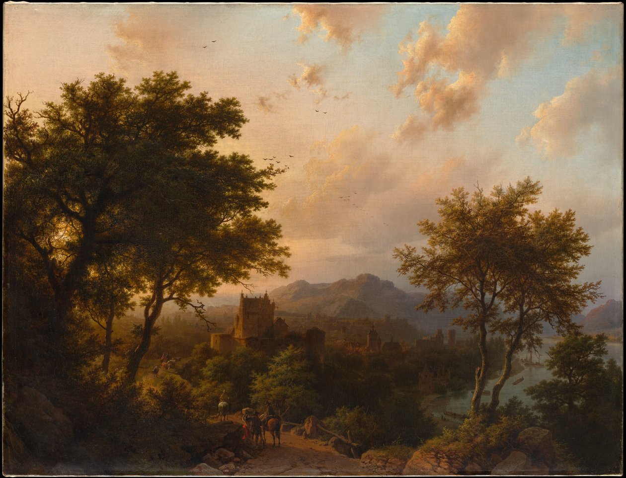 Solnedgang ved Rhinen av Barend Cornelis Koekkoek