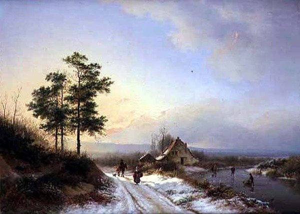 Vinterlandskap (olje på lerret) av Barend Cornelis Koekkoek