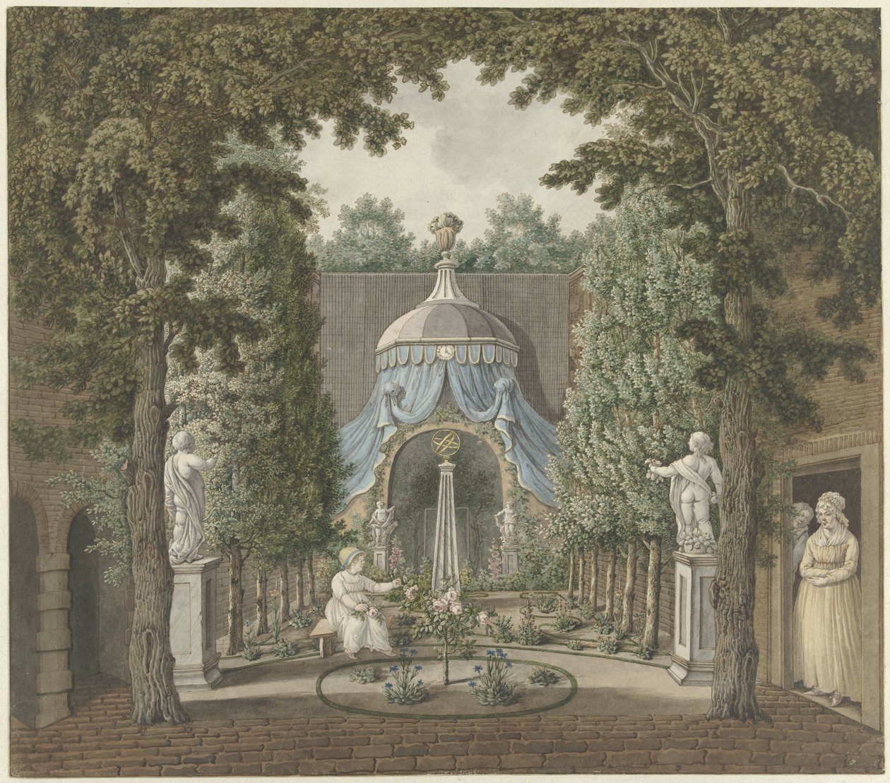 Teaterscene i en byhage av Barend Hendrik Thier