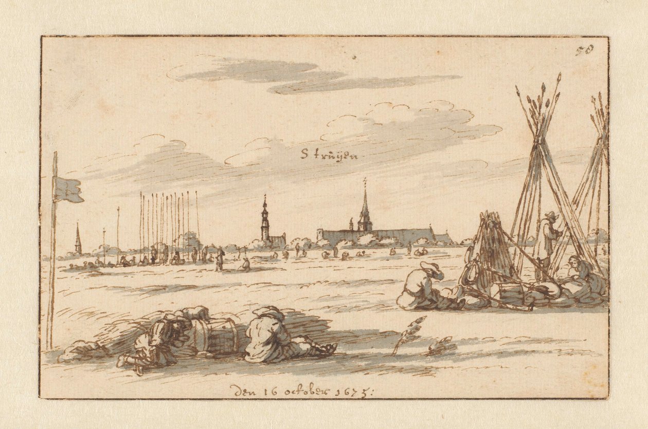 Leir av Army of Willem III nær Sint-Truiden, Limburg av Barend Klotz (attributed to)