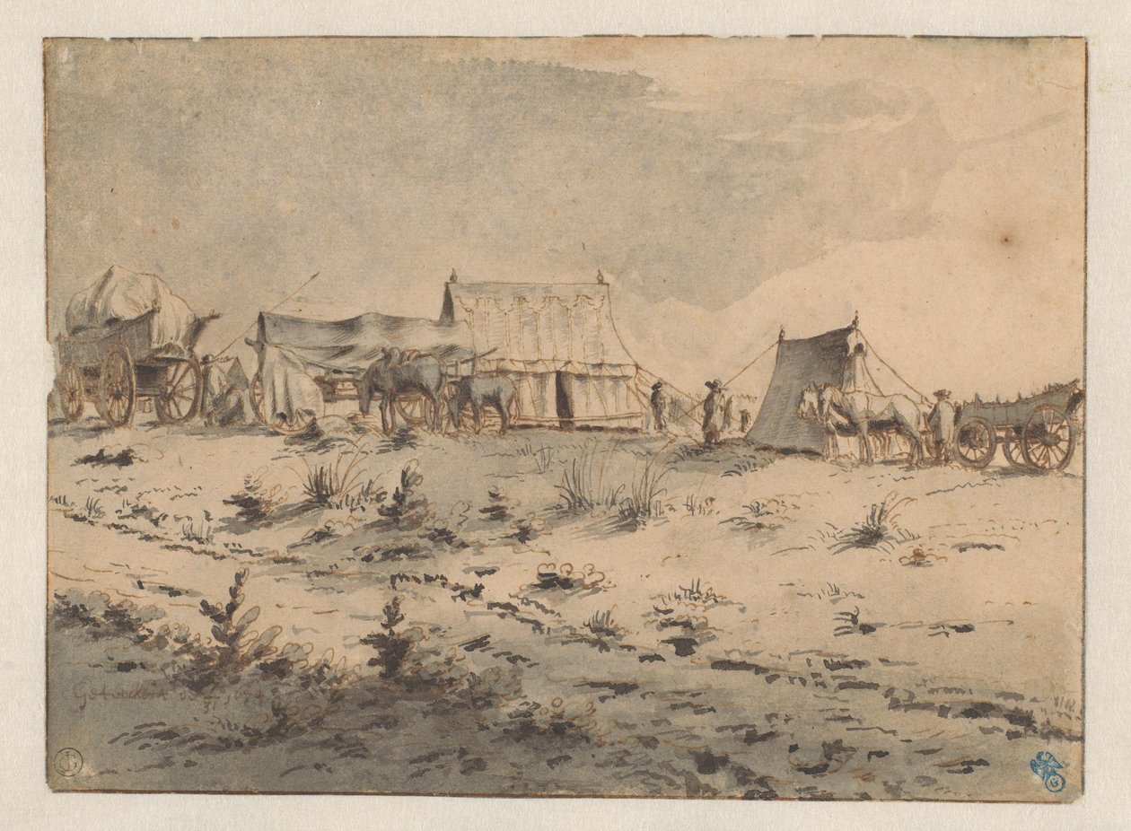 Utsikt på en hærbase av Barend Klotz (attributed to)