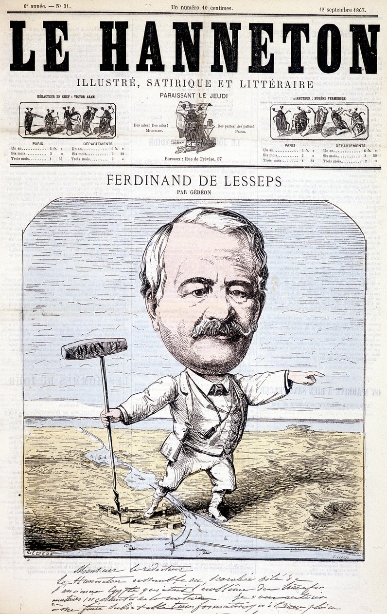Ferdinand de Lesseps - av Gédéon, i "" Le Hanneton"" av 12.09.1867 av Baril Gedeon