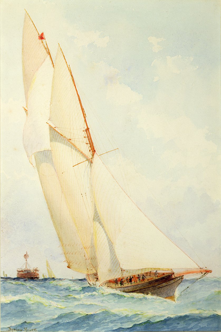 Skonner under seil av Barlow Moore