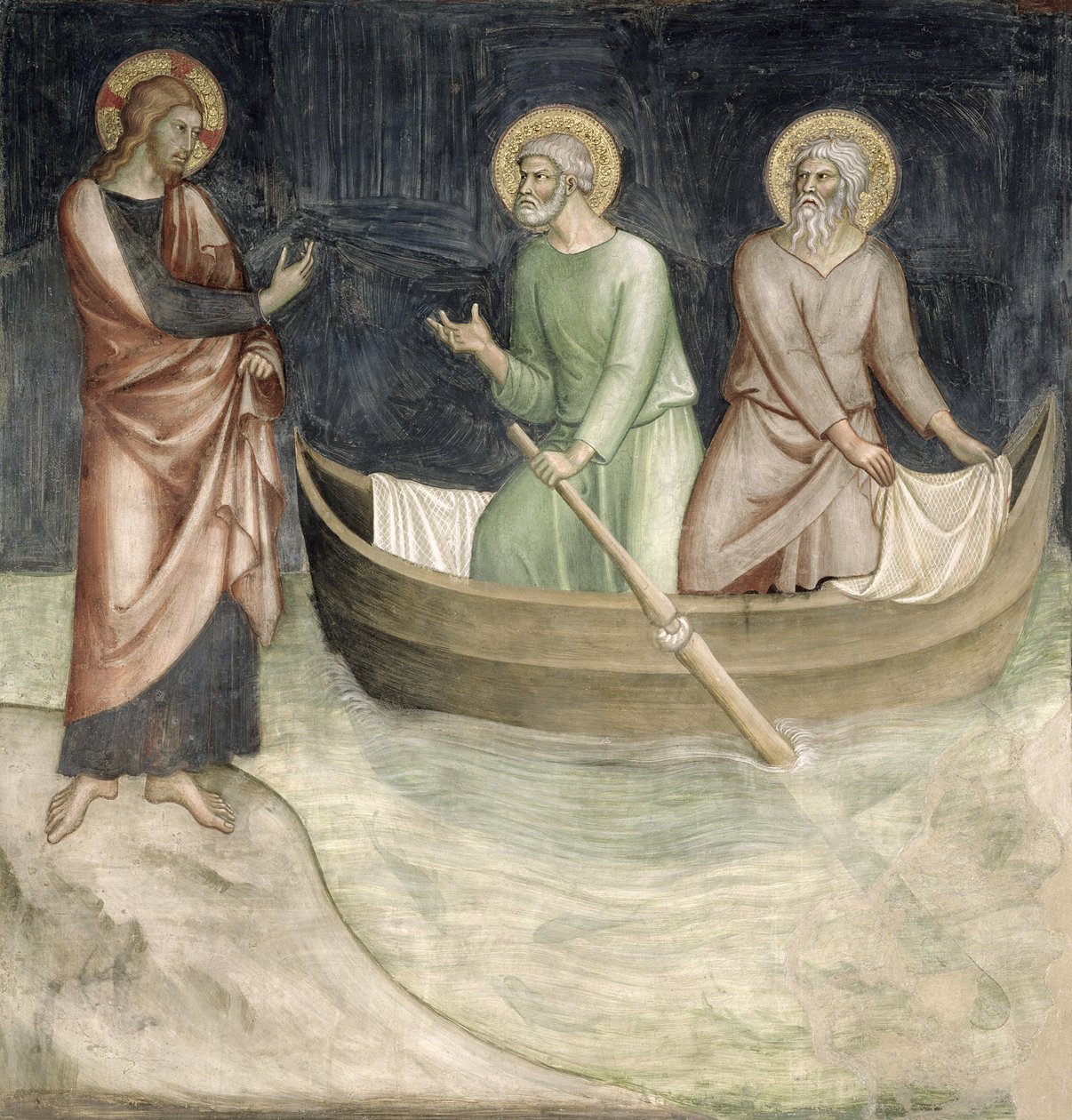 The Calling of St. Peter, fra en serie scener i Det nye testamente av Barna da Siena