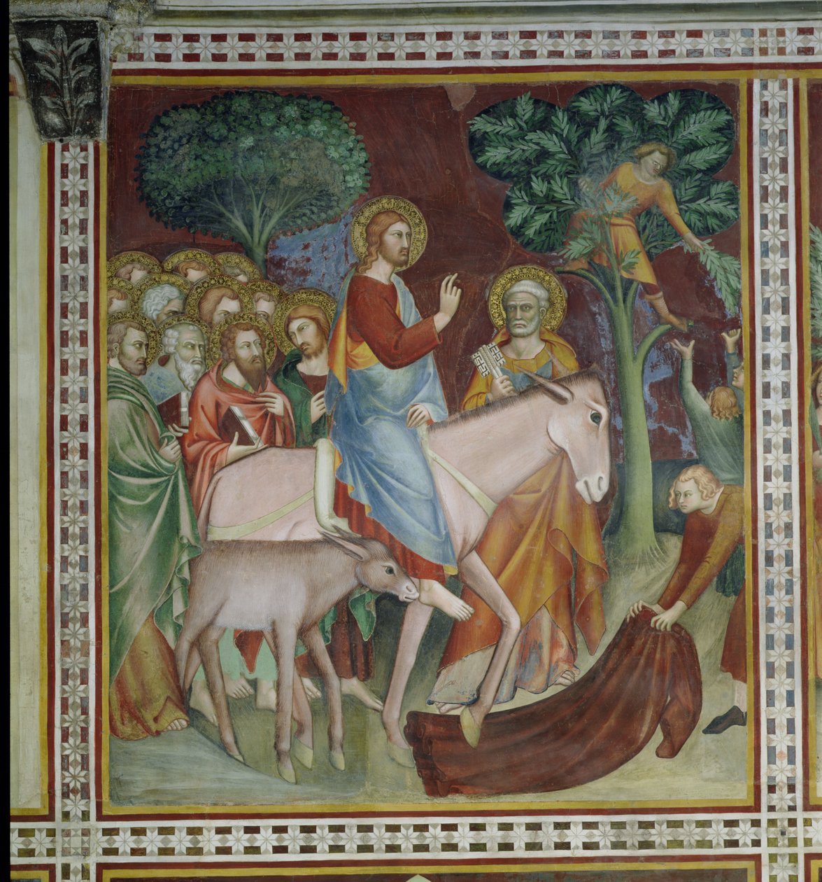 Kristi inntog i Jerusalem, fra en serie scener i Det nye testamente av Barna da Siena