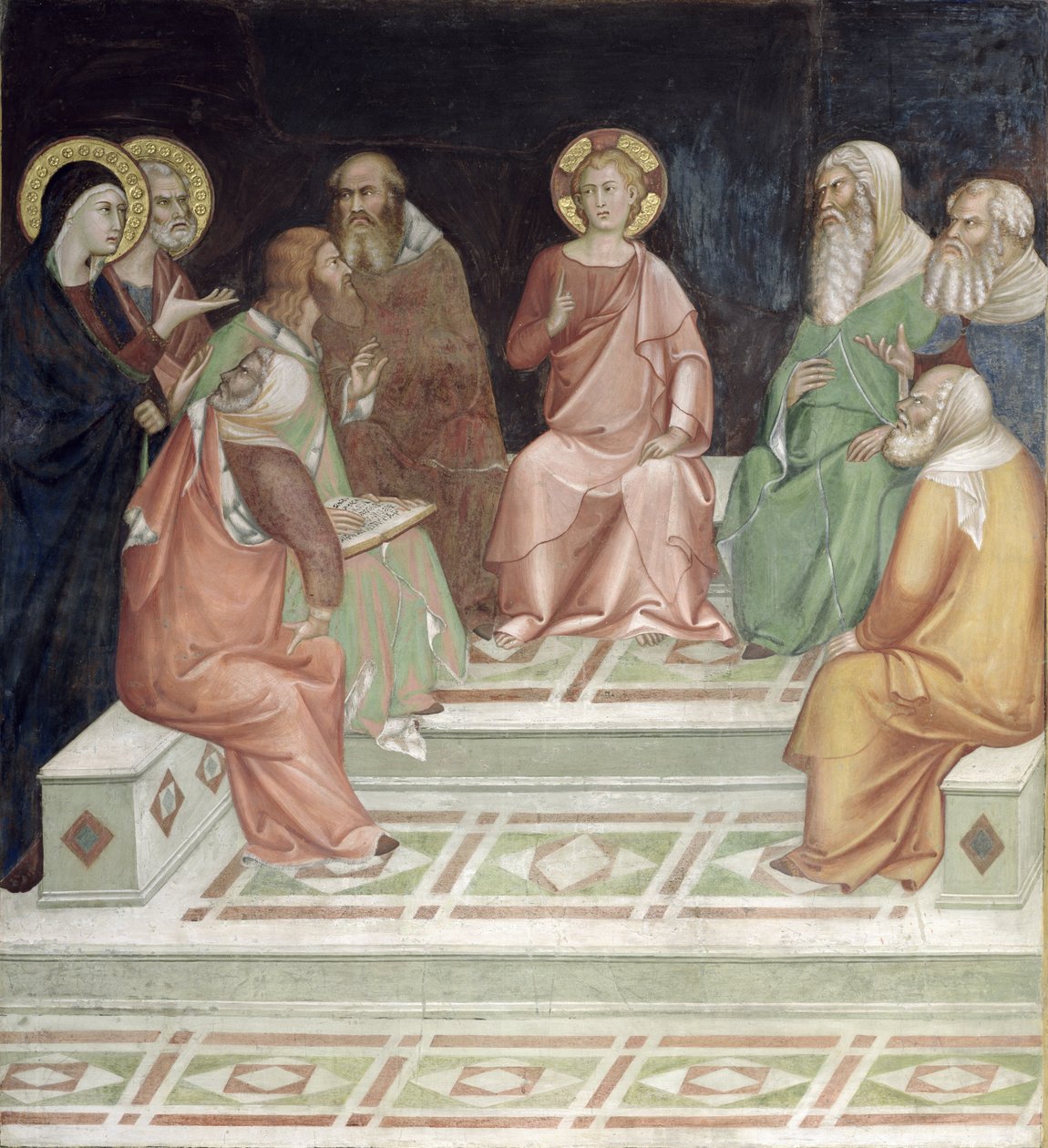 Jesus med legene, fra en serie scener fra Det nye testamente (fresco) av Barna da Siena