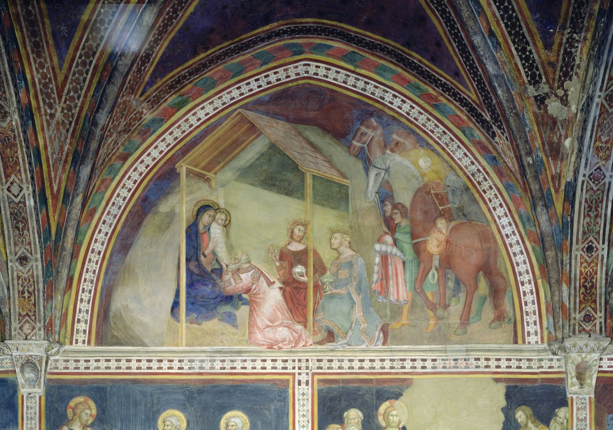 The Adoration of the Magi, fra en serie scener i Det nye testamente av Barna da Siena