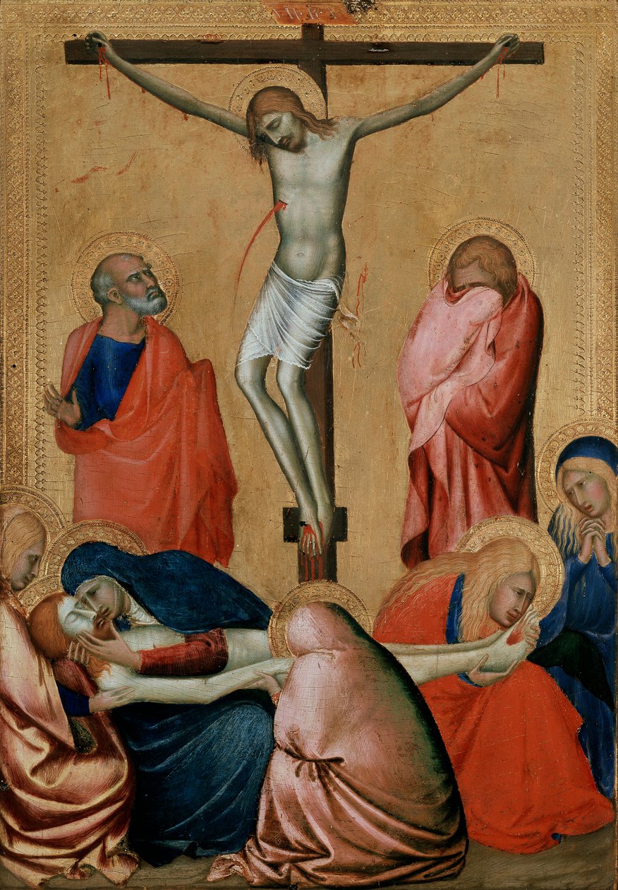 The Crucifixion and Lamentation, 1300-tallet av Barna da Siena