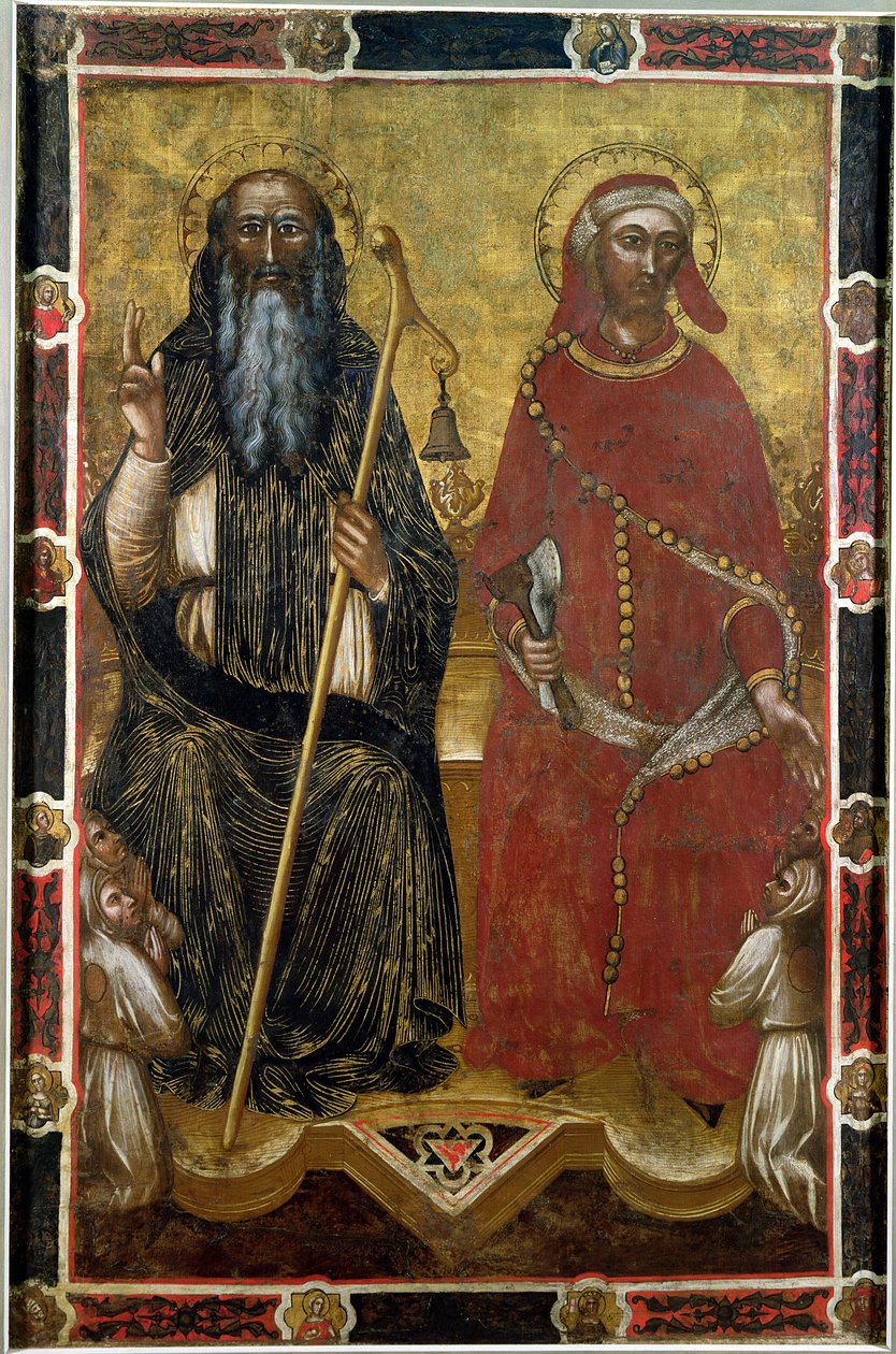 Saints Anthony Abbot og Eligius - Malt prosesjonsbanner av Barnaba da Modena