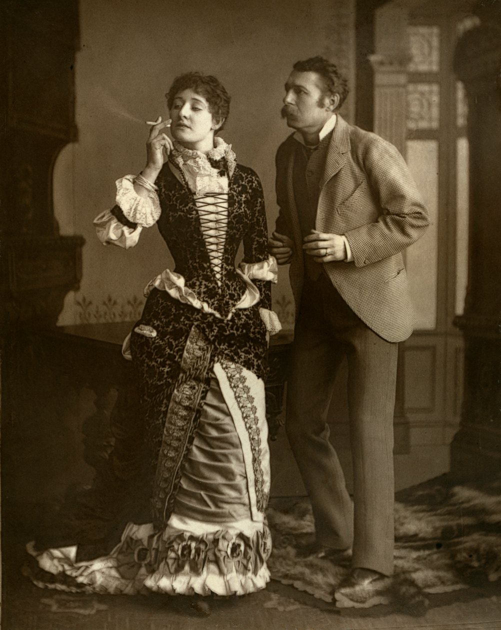 Mary Rorke og Charles Wyndham, britiske skuespillere, 1882 av Barnes and Bell Brown