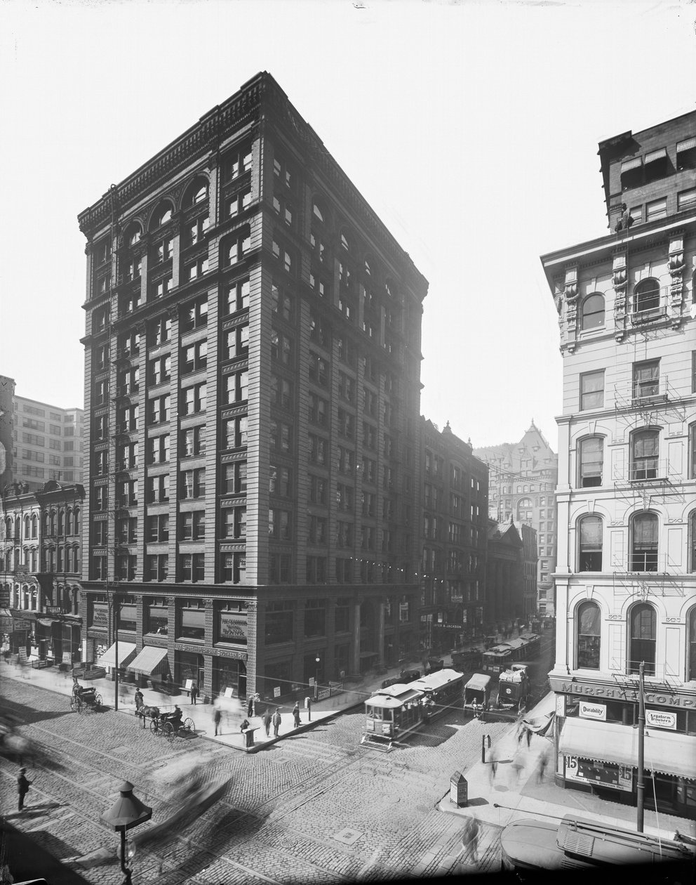 105 West Monroe Street, Chicago, Illinois, USA, ca. 1895 (s/hvitt-bilde) av Barnes and Crosby
