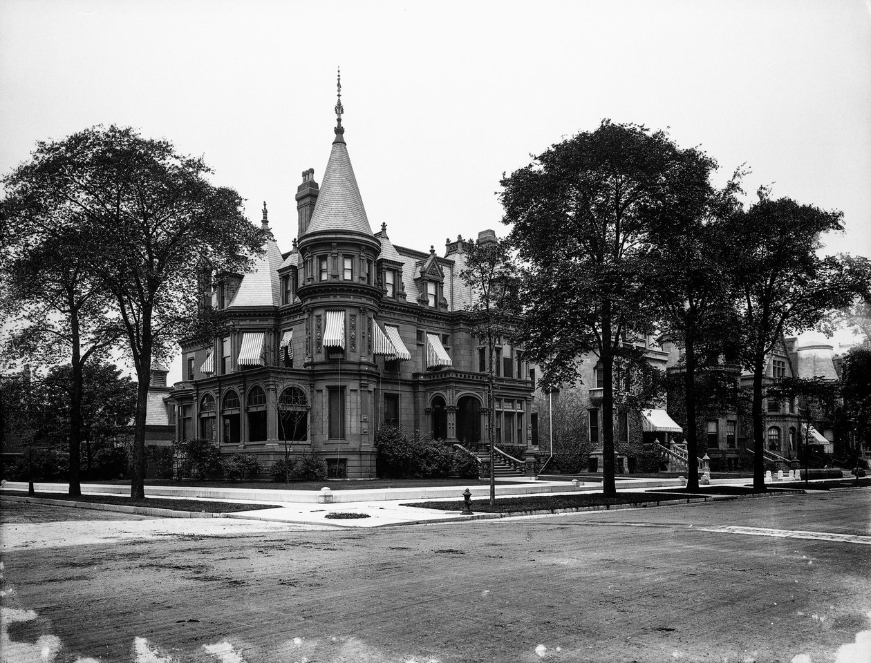 Charles P. Libby residens på 3358 South Michigan Avenue, Chicago, Illinois, USA, ca. 1905 (s/hvitt-bilde) av Barnes and Crosby