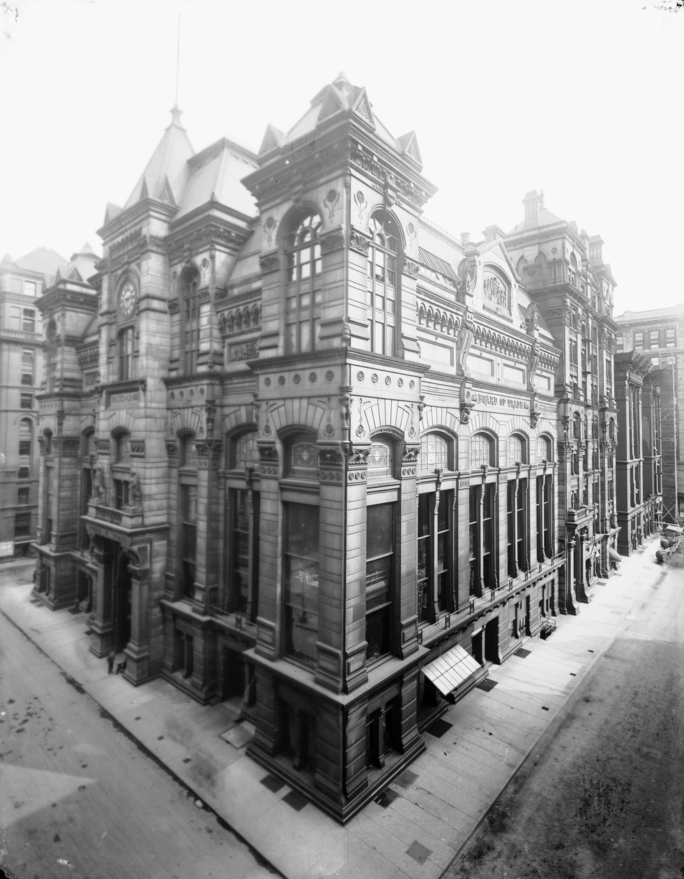 Chicago Board of Trade, Chicago, Illinois, USA, ca. 1900 (s/hvitt-bilde) av Barnes and Crosby