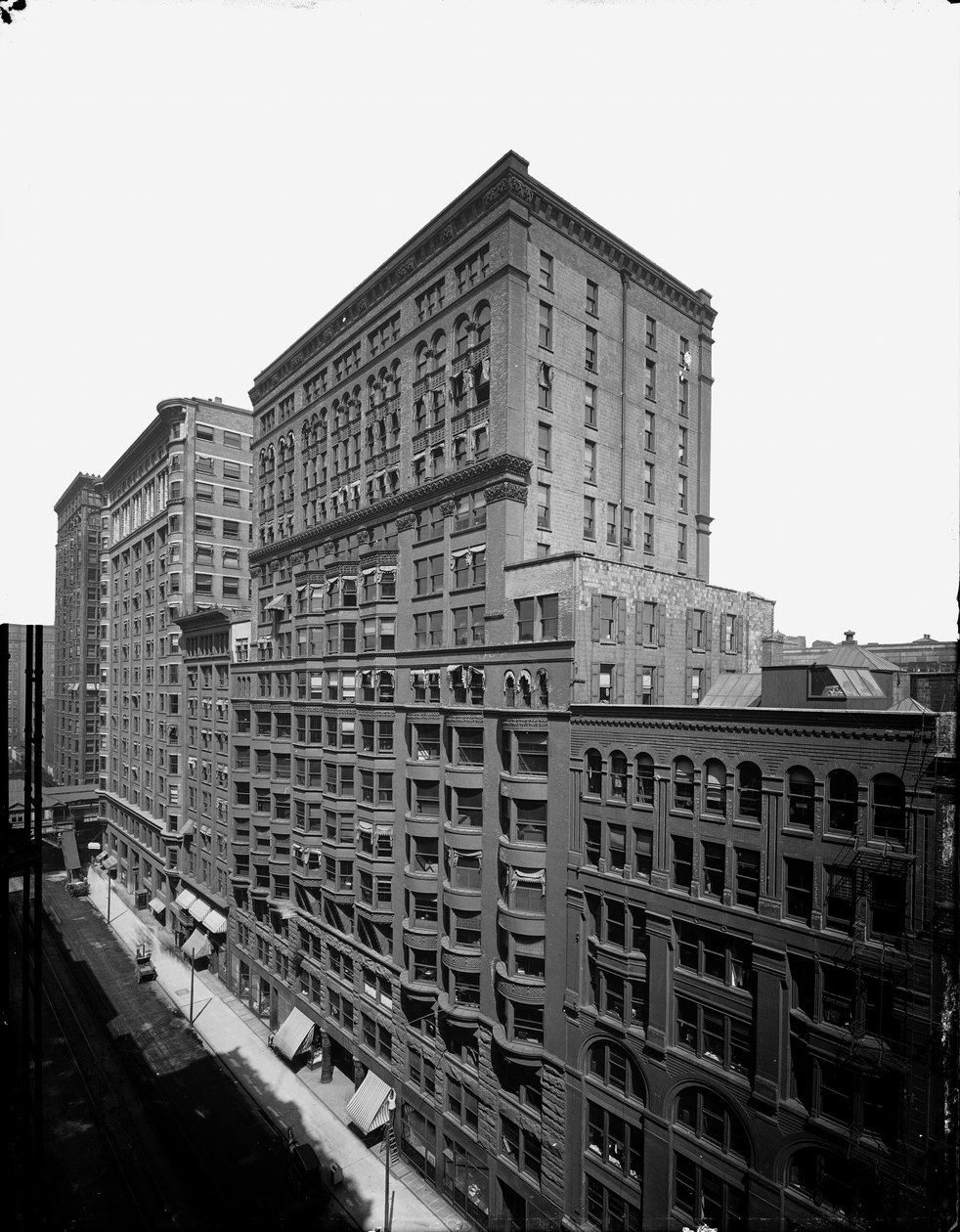 Dearborn Street nord fra Congress, Chicago, Illinois, USA, ca. 1905 (s/hvitt-bilde) av Barnes and Crosby