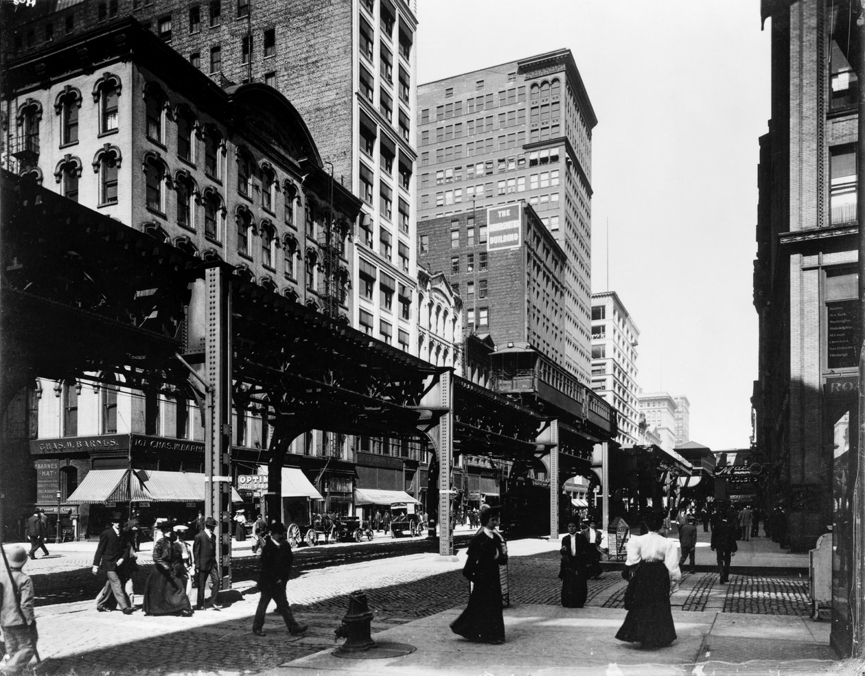 Forhøyede spor på Wabash Avenue, Chicago, Illinois, USA av Barnes and Crosby