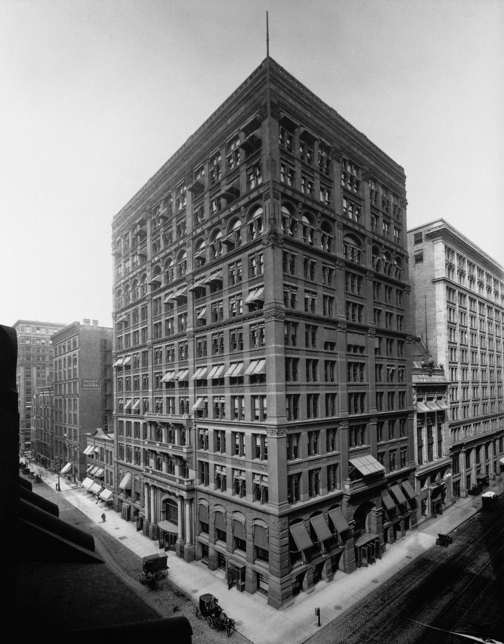 Home Insurance Building, Chicago, Illinois, USA, ca. 1905 (s/hvitt-bilde) av Barnes and Crosby