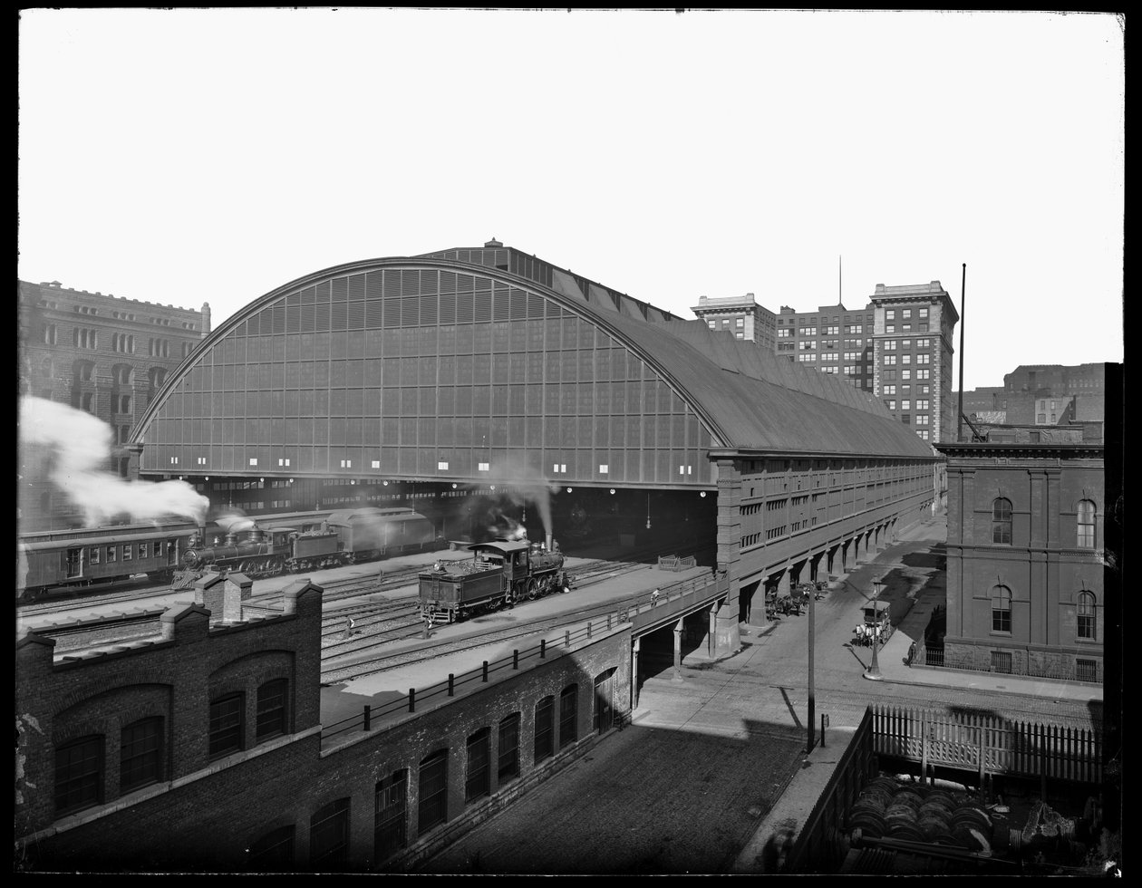 LaSalle Street Station, Chicago, Illinois, USA, ca. 1905 (s/hvitt-bilde) av Barnes and Crosby