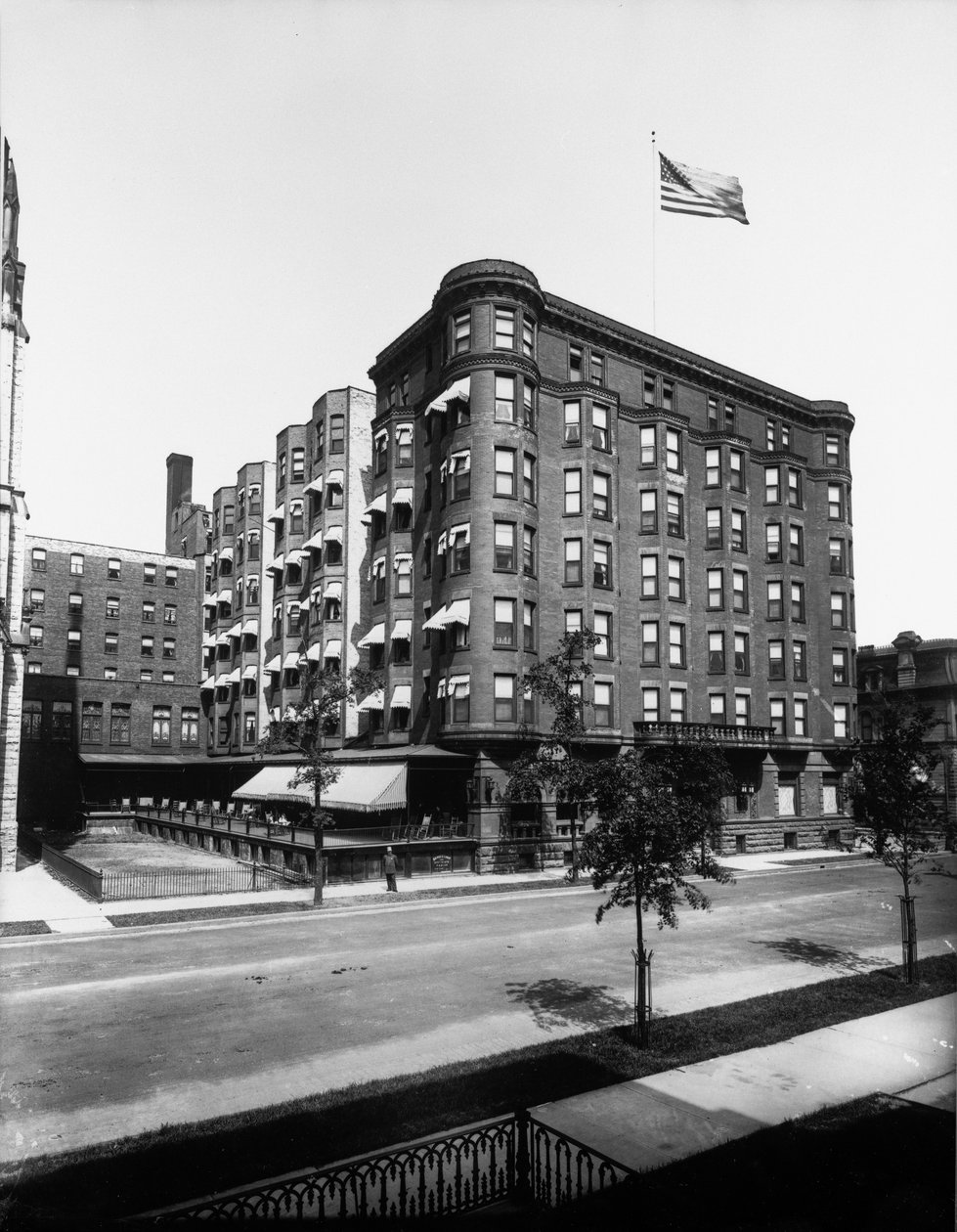 Metropole Hotel (senere Lexington Hotel), Chicago, Illinois, USA, ca. 1900 (s/hvitt-bilde) av Barnes and Crosby
