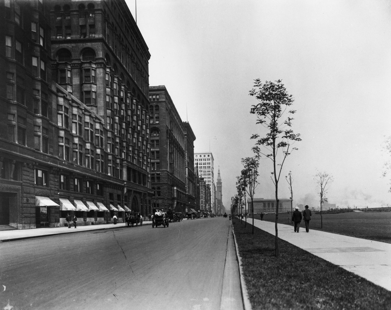 Michigan Avenue, Chicago, Illinois, USA, ca. 1905 (s/hvitt-bilde) av Barnes and Crosby