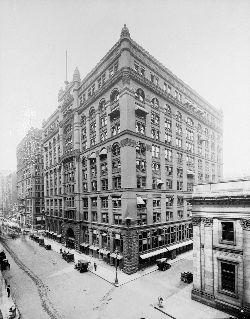 Rookery Building, Chicago, Illinois, USA, ca. 1905 (s/hvitt-bilde) av Barnes and Crosby