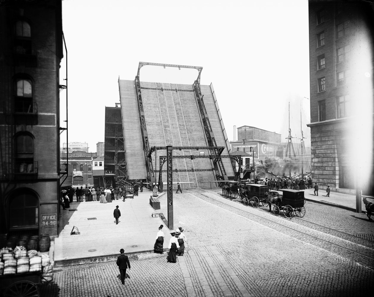 State Street Bridge, Chicago, Illinois, USA, ca. 1905 (s/hvitt-bilde) av Barnes and Crosby
