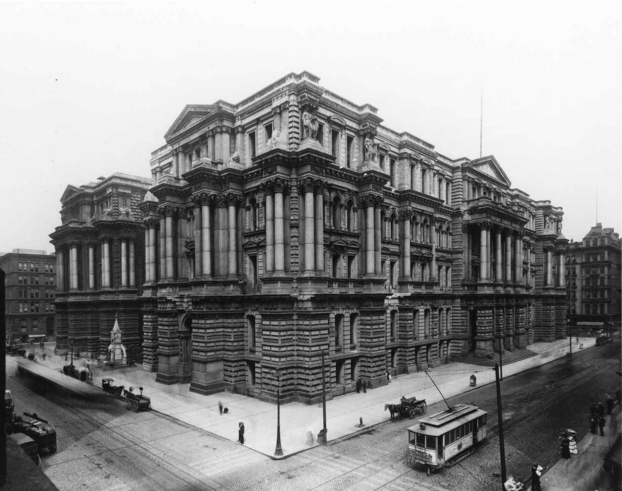 Utsikt over Chicagos rådhus og Cook County tinghus, ca. 1900 av Barnes and Crosby Barnes and Crosby