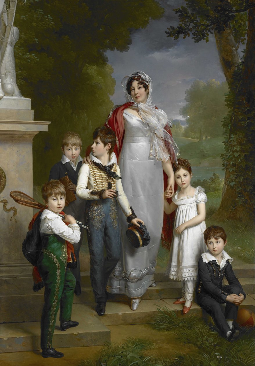 Portrett av Louise-Antoinette-Scholastique Guéhéneuc, Madame la Maréchale Lannes, Duchesse de Montebello, med barna hennes av Baron François Pascal Simon Gérard