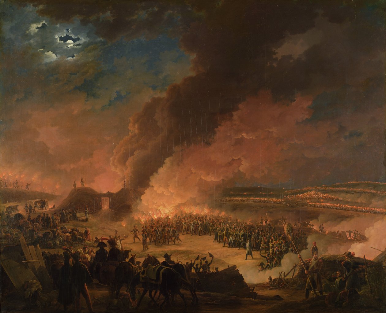 Napoleon (1769-1821) på besøk i bivuakene på kvelden før slaget ved Austerlitz, 1. desember 1805 av Baron Louis Albert Bacler d