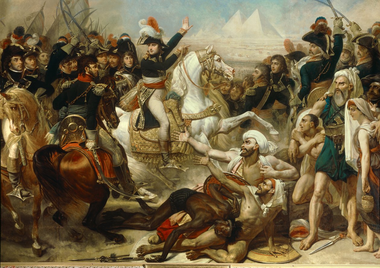 Kampanje (ekspedisjon) av Egypt (1798-1801): Napoleon Bonaparte haranerer hæren før slaget ved pyramidene, 21. juli av Baron Antoine Jean Gros