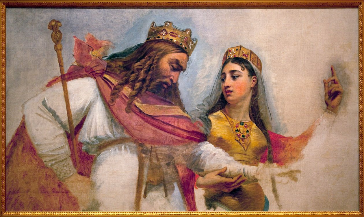Clovis og Clothilde; Clovis I, kongen av frankerne (466-511) og hans kone Clothilde (St. Clothilde) (475-545), som konverterte ham til den katolske troen. av Baron Antoine Jean Gros