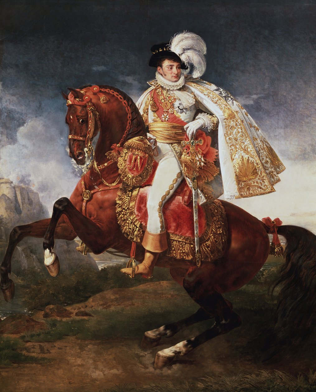 Ridesportrett av Jerome Bonaparte, konge av Westfalen (olje på lerret av Baron Antoine Jean Gros