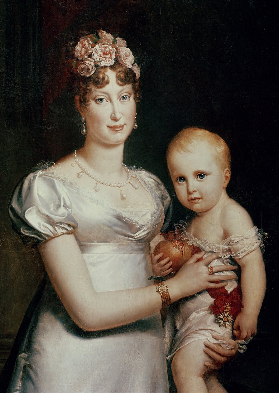 Marie-Louise (1791-1847) av Habsbourg-Lorraine og kongen av Roma (1811-32) (detalj fra 18930) av Baron François Pascal Simon Gérard