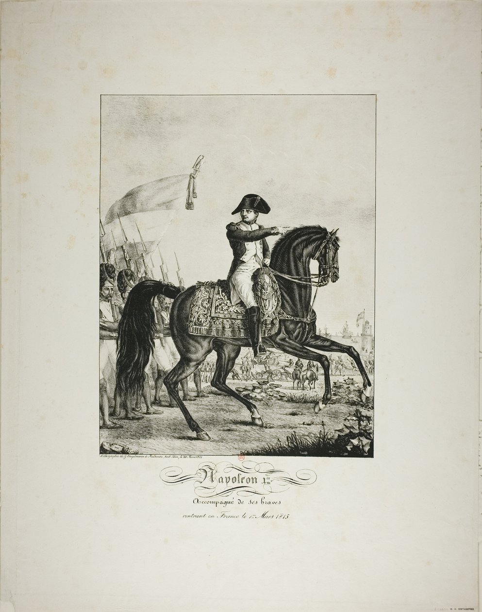 Napoleon akkompagnert av sine gode menn, returnerte til Frankrike 1. mars 1815 av Baron François Pascal Simon Gérard