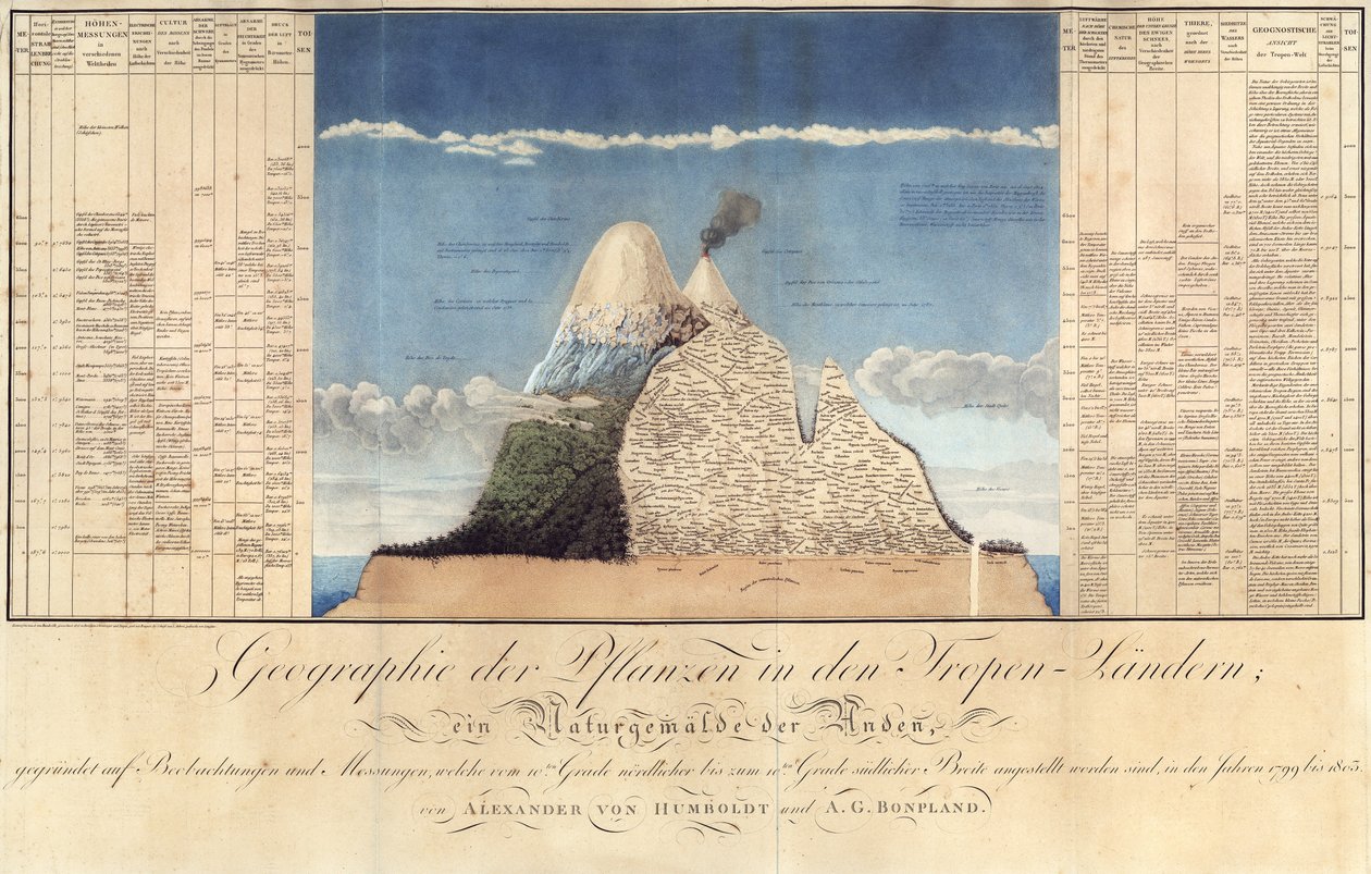 Geography of Plants in Tropical Countries, A Study of the Andes, tegnet av Schoenberger und Turpin, trykt av Langlois, Paris av Baron Friedrich Alexander von Humboldt